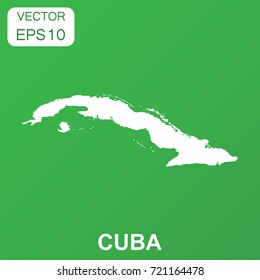 Cuba map icon. Business concept Cuba pictogram. Vector illustration on green background.