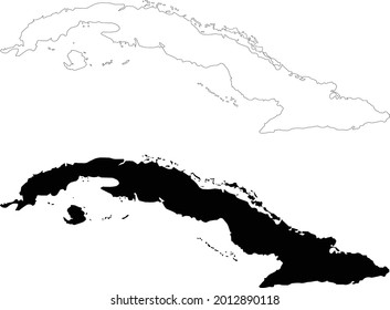 icono del mapa cuba sobre fondo blanco. mapa cuba de esquema. señal de escenario de cuba. estilo plano.