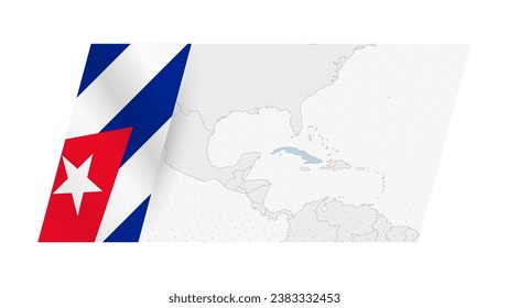 Cuba map in modern style with flag of Cuba on left side. Vector illustration of a map.