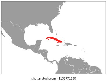 Cuba map on gray base 