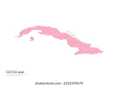 Cuba Map - Pink abstract style isolated on white background for infographic, design vector.