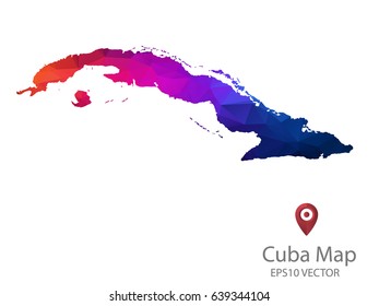 cuba map polygon colorful vector eps10