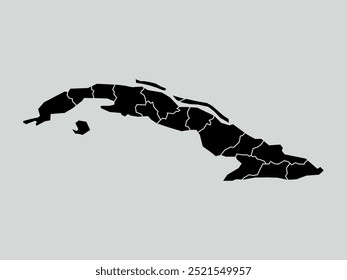 cuba map with regions isolated on white background. Map of czech cuba. Vector illustration