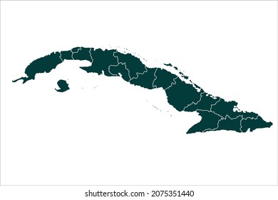 Cuba map Sacramento green Color on White Background