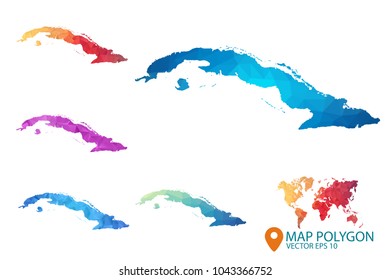 Cuba Map - Set of geometric rumpled triangular low poly style gradient graphic background , Map world polygonal design for your . Vector illustration eps 10.