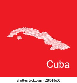 Cuba map Sketch on red background. Elements of this image furnished by NASA.