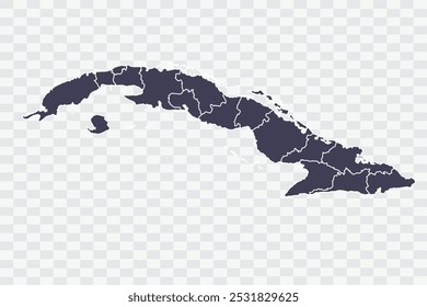 Cuba Map Slate Color on White Background quality files Png