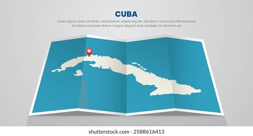 Cuba map travel with capital pin tag location design Illustration