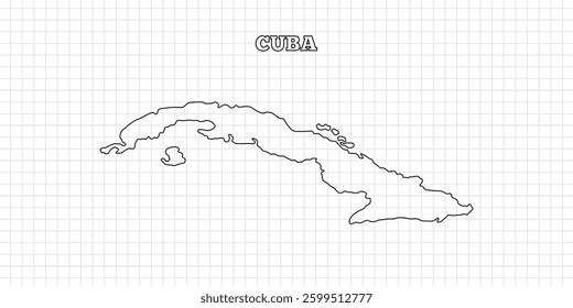 Cuba map travel with outline simple drawing version Illustration