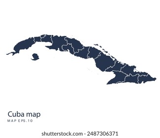 Cuba map vector, Abstract design vector illustration Eps 10. Navy color.High Detailed on white background.