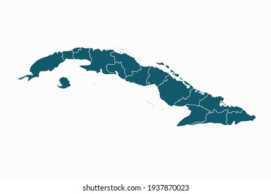 Cuba map vector. blue color on white background.