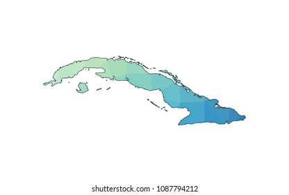 Cuba map vector illustration in polygonal style,Low poly design on white background