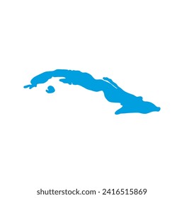 Cuba map vector pale blue isolated on white background. Flat, Icon, Easy drawing style.