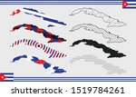 Cuba Map Vector Set Country
