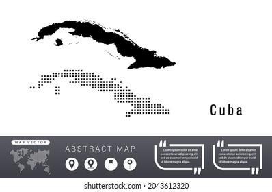 Cuba map vector set halftone dots black.