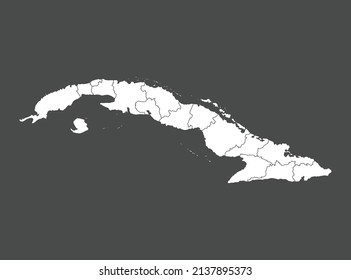Cuba map vector, white color, Isolated on gray background