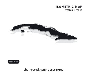 Cubano mapea blanco sobre fondo rosado con 3d ilustración vectorial isométrica