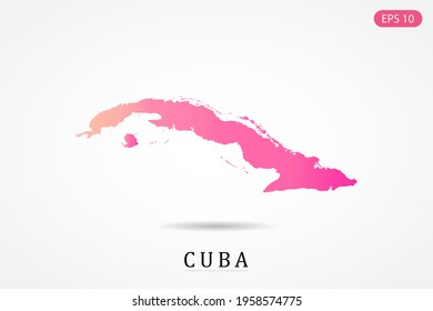 Cuba Map - World Map International vector template with Pink gradient color isolated on white background - Vector illustration eps 10