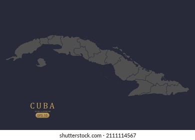 Cuba Map - World Map International vector template with High detailed including grey and black outline color isolated on black background - Vector illustration eps 10