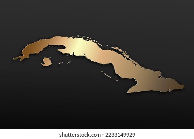 Cuba Map - World map International vector template with 3D, gold luxury style including shadow on black background for design, education, website, infographic - Vector illustration eps 10