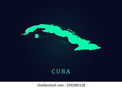 Cuba Map - World map vector template with green color gradient isolated on dark background - Vector illustration eps 10