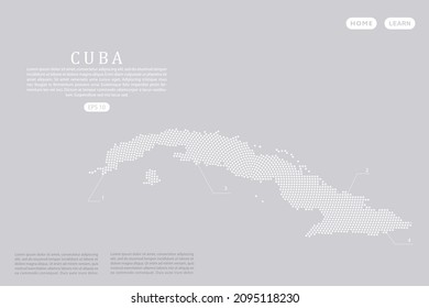 Cuba Map - World map vector template with White dots, grid, grunge, halftone style isolated on grey background for education, infographic, design, website - Vector illustration eps 10
