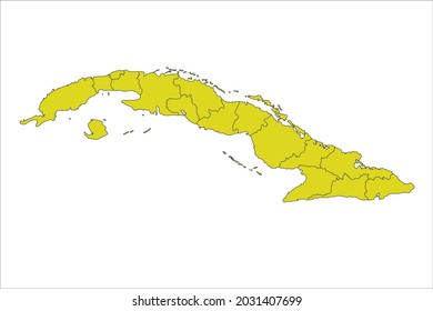 Cuba map yellow Color on Backgound