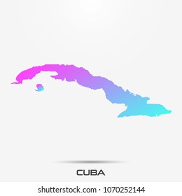 Cuba map,border with pink and turquoise gradient. Vector illustration