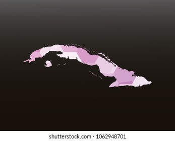 Cuba map-Purple map made of hexagon on black and gray background, gradient color. Vector illustration eps 10.