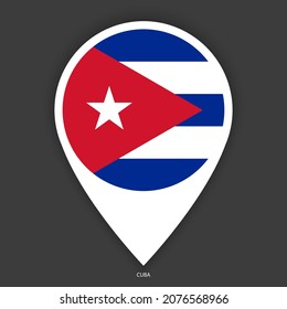 Cuba marker icon on dark grey background. Cuba pin icon isolated on barely dark background.