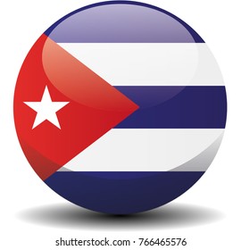 Cuba national circle button flag background texture. Vector illustration.
