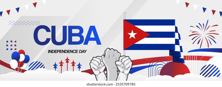Cuba national day festive banner. Templates modern for national holiday celebration, greeting card, billboard, sport event backdrops. May 20. Happy Cuba Independence Day