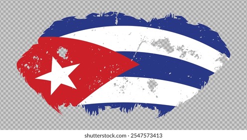 Cuba national flag with distressed stroke brush effect on isolated background