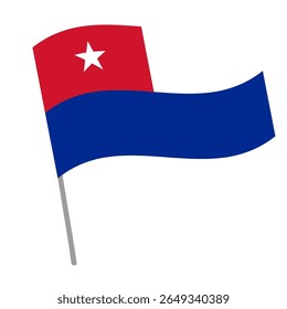 Cuba national flag flutters with flagpole