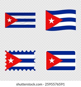 Cuba national flag in four different styles.