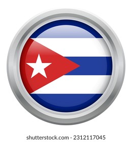 Cuba National flag isolated on white background, Round shape vector