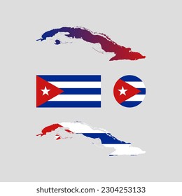 Cuba national flag and map vectors set....