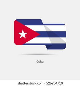 Cuba national flag on a white background with shadow. vector illustration