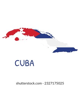 Cuba National Flag Shaped as Country Map