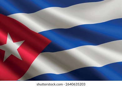 Cuba national flag waving in the wind, realistic detailed silk texture
