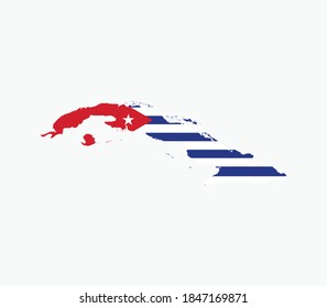 Cuba National Map with flag illustration