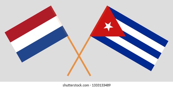 Cuba and Netherlands. The Cuban and Netherlandish flags. Official colors. Correct proportion. Vector illustration