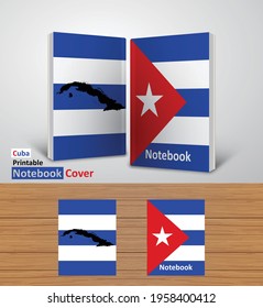 Cuba Notebook Design Mockup - 3D Book Template - National Country Map and Flag - Ready to Print Magazine Cover - Vector