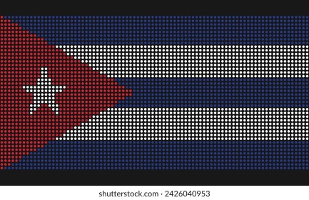 Bandera oficial de Cuba con textura grunge en mosaico estilo punto. Ilustración de píxel abstracto de la bandera nacional con efecto de semitono para el fondo de pantalla. 