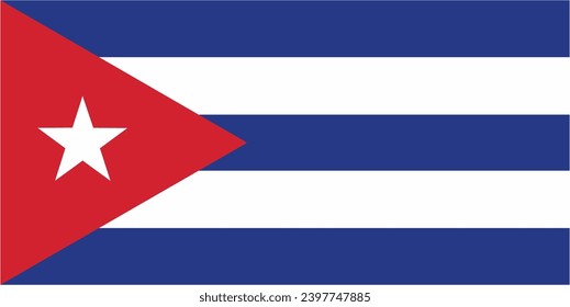 Cuba official flag vector with standard size and proportion. National flag emblem with accurate size and colors.