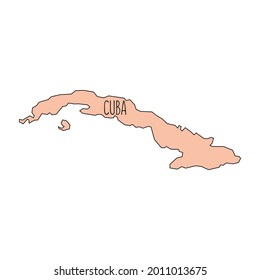 Cuba outline map. Vector editable