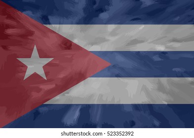 Cuba painted / drawn vector flag. Dramatic, unusual look. Vector file contains flag and texture layers
