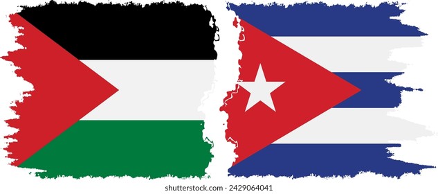 Cuba y Palestina grunge banderas conexión, vector