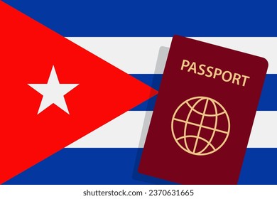 Cuba Passport. Cuban Flag Background. Vector