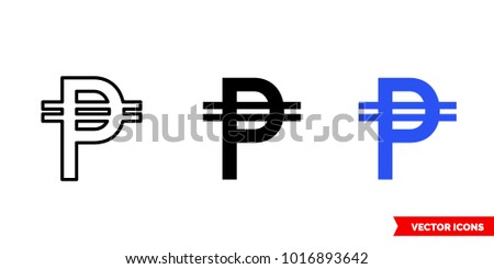 Cuba peso icon of 3 types: color, black and white, outline. Isolated vector sign symbol.